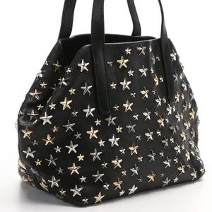 Jimmy Choo Star Studded Tote in Black Leather